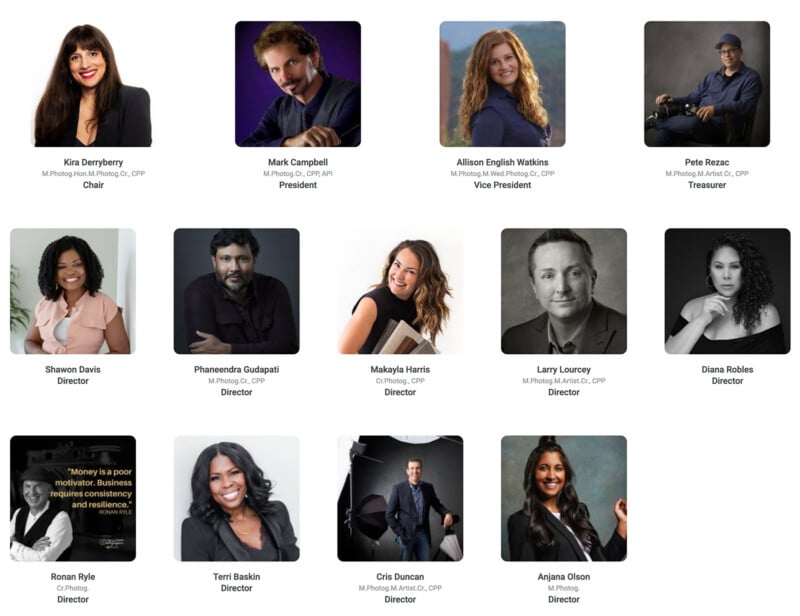 A grid of headshots featuring twelve individuals, each labeled with a name and a title. There are two rows, and all are smiling or look professionally poised, suggesting a formal group or team.