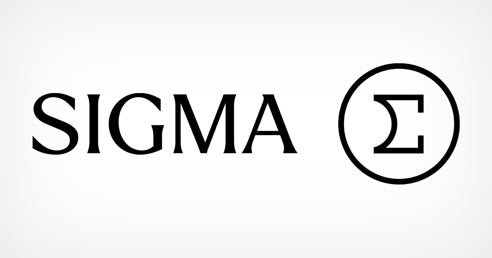 The image shows the word "SIGMA" in bold, black uppercase letters next to a circle enclosing the Greek letter Sigma (Σ) on a white background.