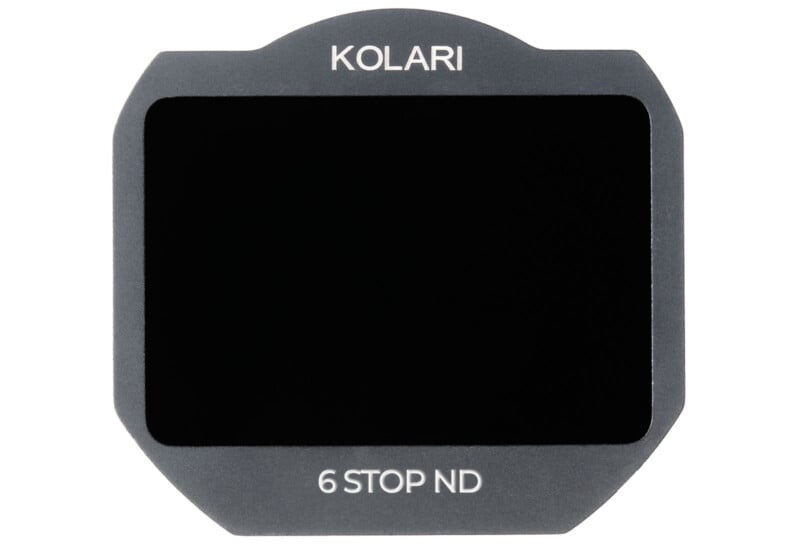 A black and gray Kolari 6 Stop ND filter with a rectangular shape and rounded top corners. The words "KOLARI" are printed at the top and "6 STOP ND" at the bottom.