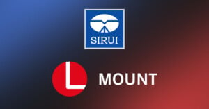 Blue and red gradient background featuring the Sirui logo above a large red "L" next to the word "Mount" in white text.