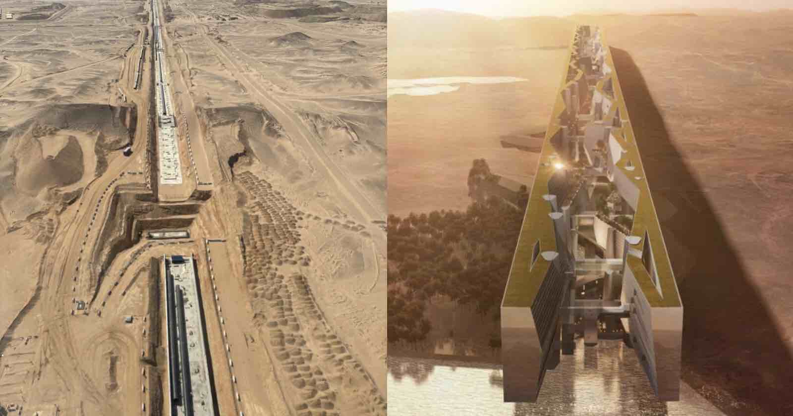 Aerial Images Show Progress of Futuristic Saudi City ‘The Line’