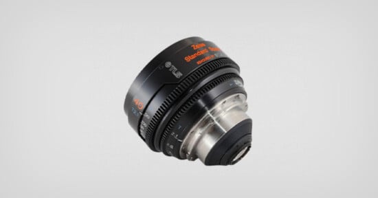 A Zeiss Supreme Prime 40mm camera lens with black and silver casing, orange and white text labeling, shown against a plain light gray background.