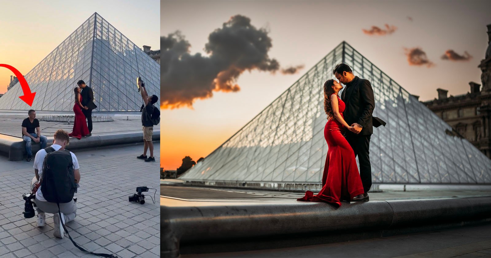 Man Refuses to Move Out of the Way During Couple’s Photo Shoot at the Louvre