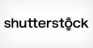 The image displays the Shutterstock logo with the word "shutterstock" in bold, black lowercase letters on a white background. There are three curved lines around the "o" resembling soundwaves.