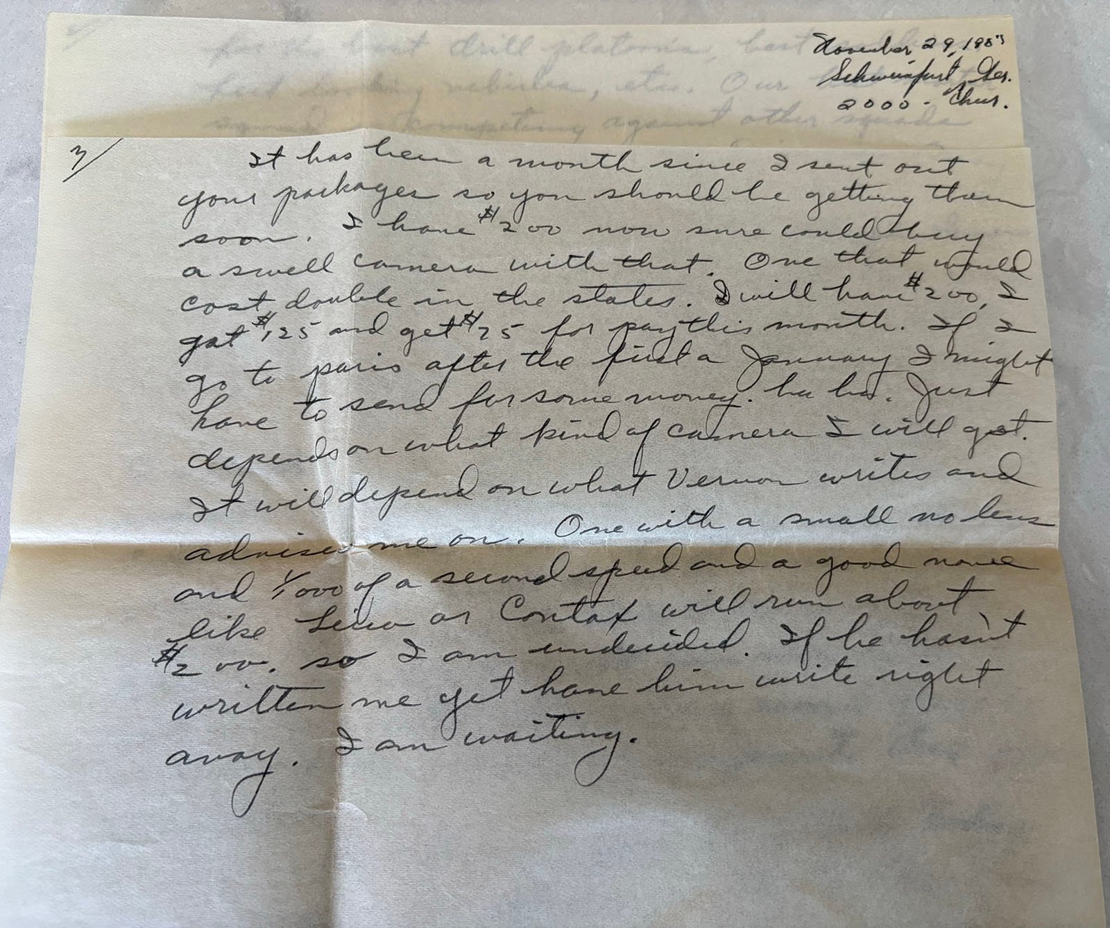 A handwritten letter dated March 29, 1903, on aged paper. The cursive writing discusses receiving a package, uncertain plans, working outdoors, and mentions someone named Venar and another person who may soon write.
