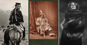 a triptych of three monochrome historical photographs