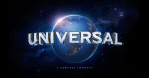The Universal Pictures logo, featuring the word "UNIVERSAL" in large silver letters in front of a glowing Earth against a starry space background. Below, small text reads "A Comcast Company.