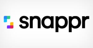 Snappr logo with a colorful geometric icon on the left and the word "snappr" in bold black letters on a white background.