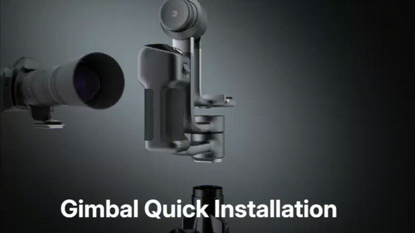 El cardán de la cámara se fija rápida y suavemente al soporte para una fácil instalación. El fondo es oscuro y el texto en la parte inferior es 
