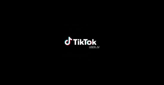 The image shows the TikTok logo and the text "TikTok USDS JV" centered on a black background.