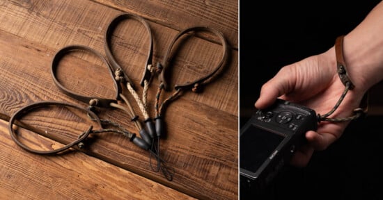 A hand holding a camera.