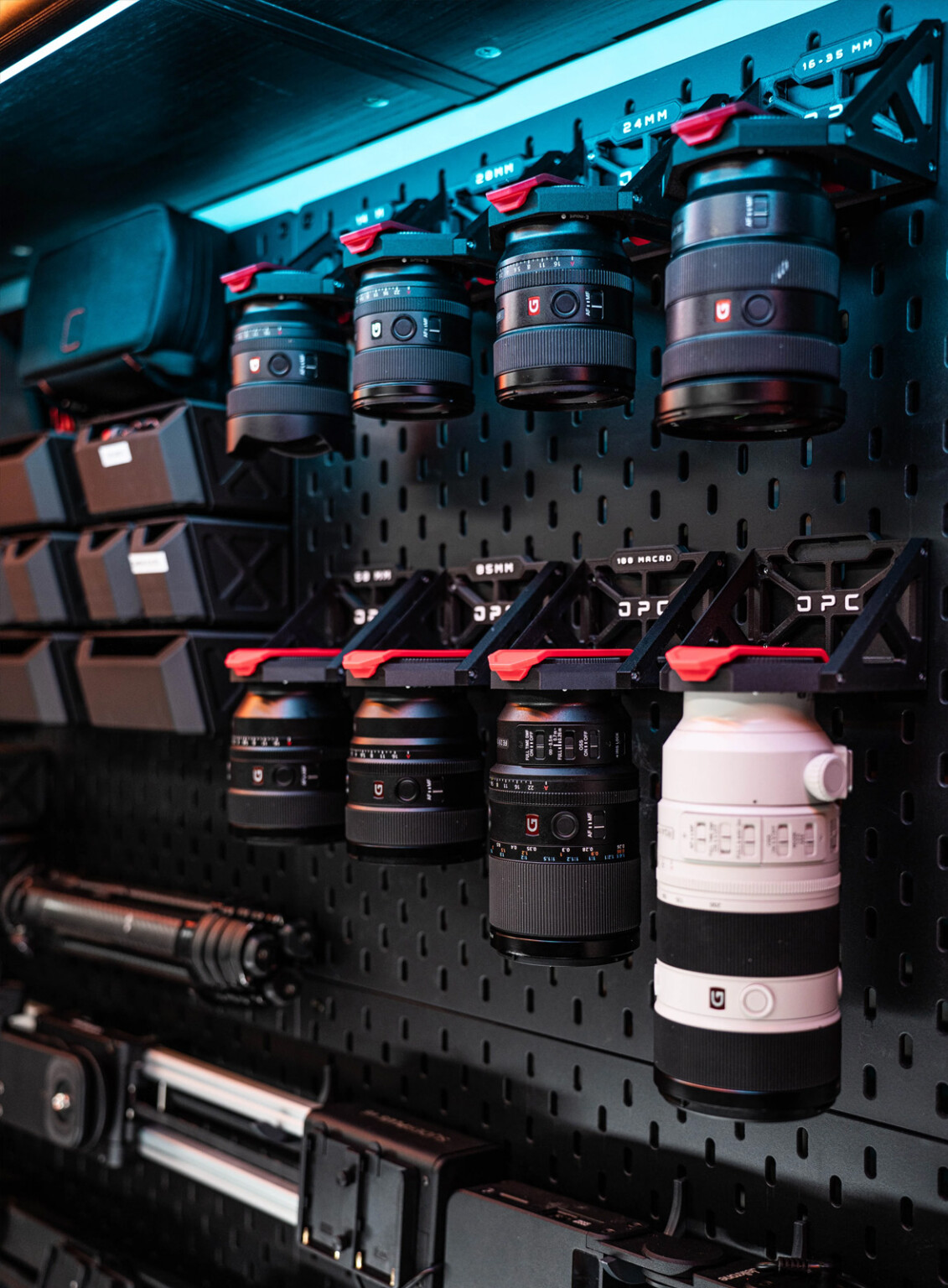 OPC Lens Dock-E Offers Wall-Mounted Storage for E-Mount Lenses | PetaPixel