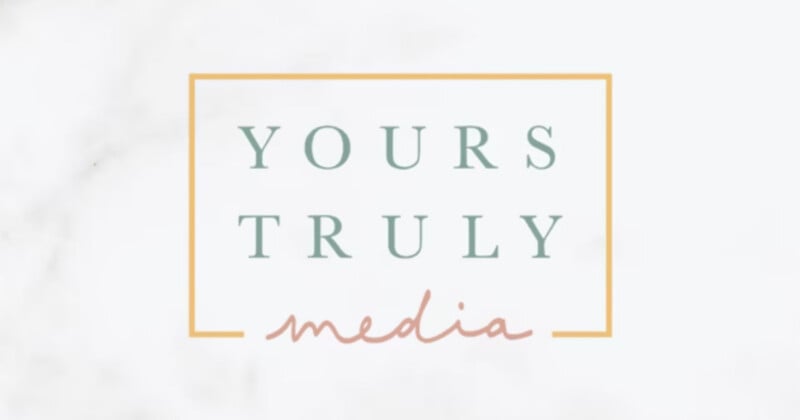 A logo with the text "YOURS TRULY" in green uppercase letters above the word "media" in pink script, all inside a yellow rectangular border on a light background.
