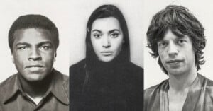 A black and white photo collage of three portraits: on the left, a man with short hair; in the center, a woman with long dark hair and a turtleneck; on the right, a man with tousled hair and a V-neck shirt.