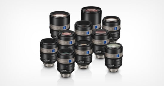 A group of ten professional camera lenses with Zeiss branding are arranged together on a white background, each labeled "Supreme Prime" and featuring various lens sizes and focal lengths.