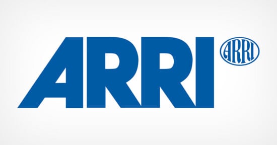 Blue "ARRI" text logo with an oval containing the same text in white on a blue background, all set against a plain white backdrop.