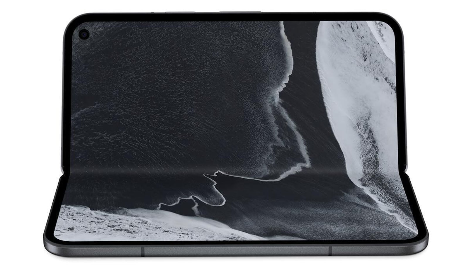 Pixel 11 Pro Fold в настольном режиме с полусогнутым экраном