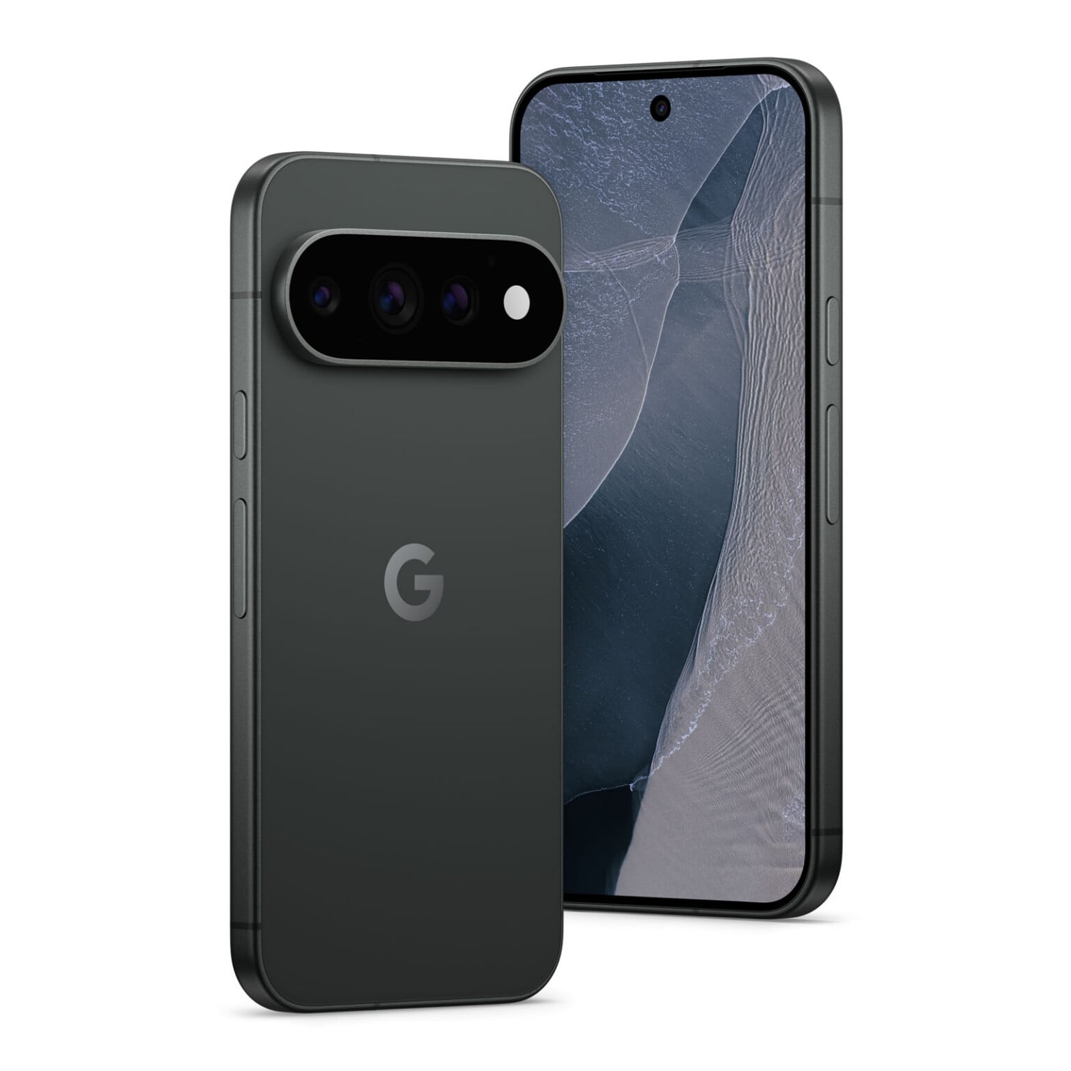 Google Pixel 11 Pro na cor preta, mostrado de frente e de costas, representando os celulares compatíveis com o novo Android Canary