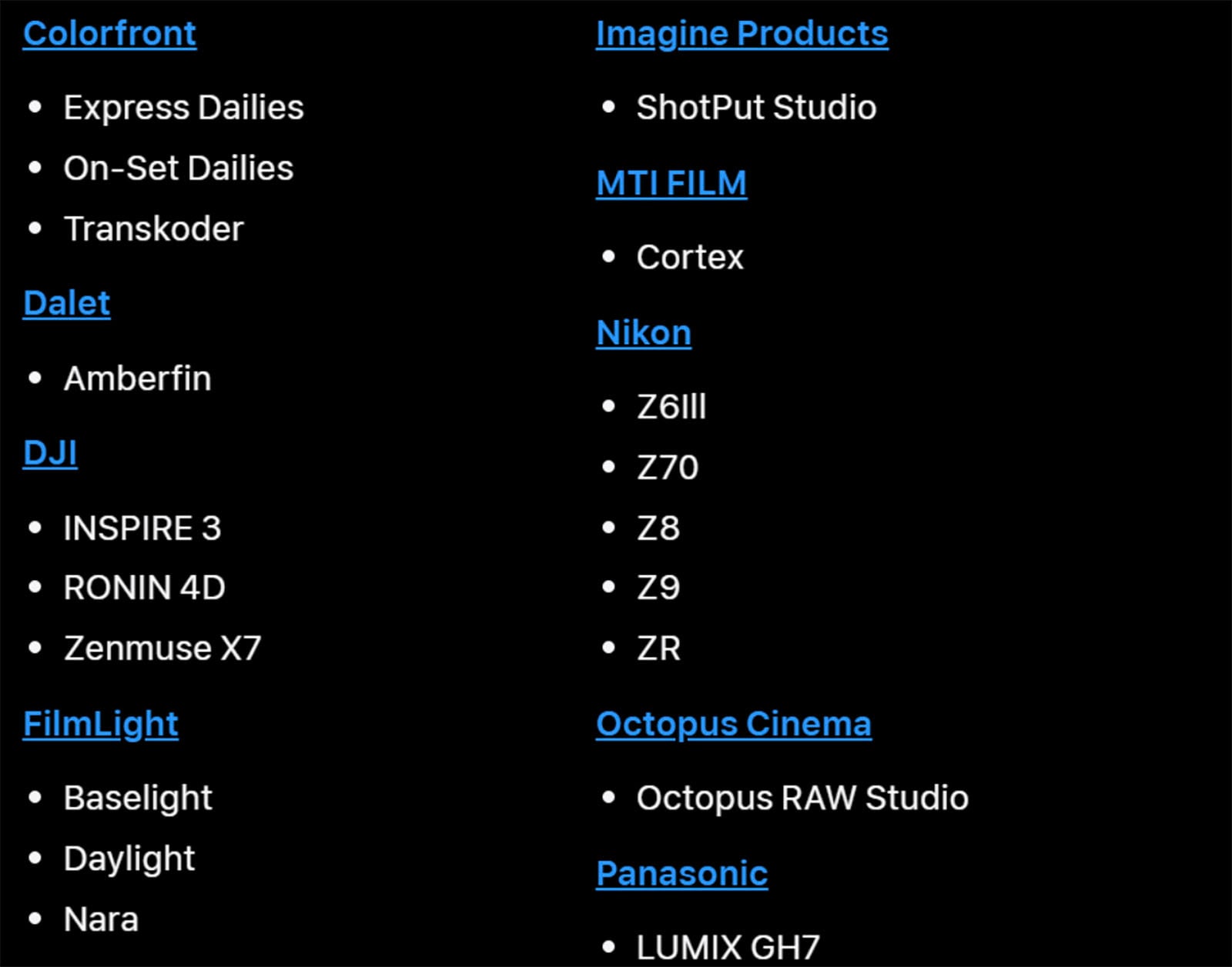 Скриншот списка поддерживаемых устройств на сайте Apple со строкой Nikon Z70