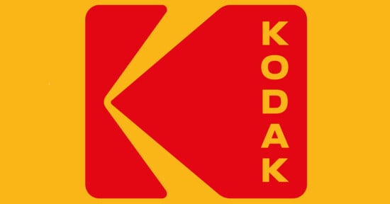 The Kodak logo featuring a stylized red letter K on a yellow background with the word KODAK written vertically in yellow.