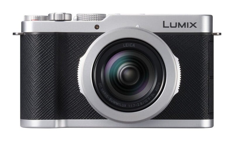 A silver and black Panasonic Lumix digital camera with a Leica DC Vario-Summilux lens, viewed from the front.