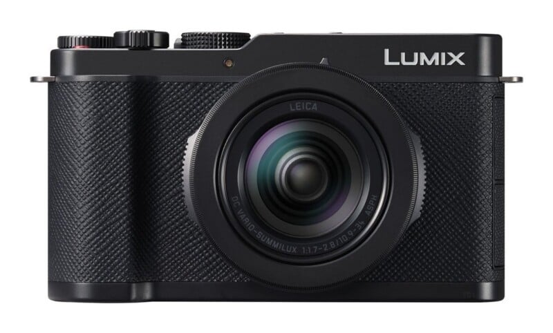 A black Panasonic Lumix digital camera with a Leica DC Vario-Summilux lens viewed from the front.
