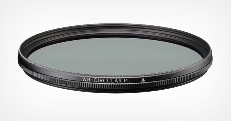 A circular polarizing camera filter with a black metal frame and the text "WR-CIRCULAR PL" printed on the side.