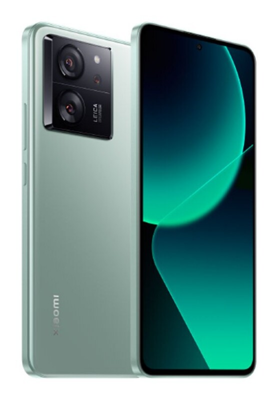A light green Xiaomi smartphone shown from the front and back, featuring a dual-lens Leica camera system on the rear.