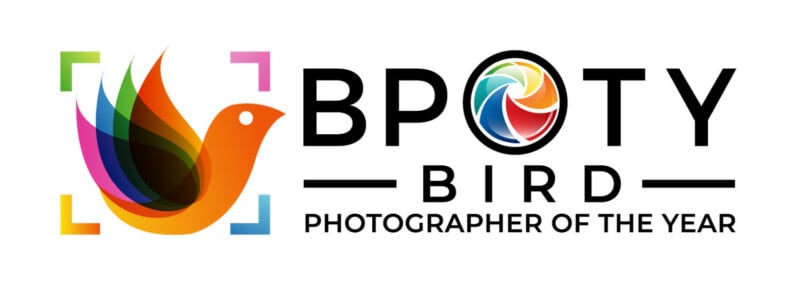 The logo for Bird Photographer of the Year features a colorful, stylized bird icon inside a camera frame, followed by the text "BPOTY BIRD PHOTOGRAPHER OF THE YEAR.