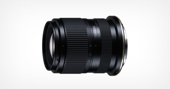 A black Tamron 16-50mm F2.8 camera lens shown from the side against a white background.